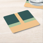 Geometrische Formen Abstrakt Art Green Apricot Far Rechteckiger Pappuntersetzer (angewinkelt)