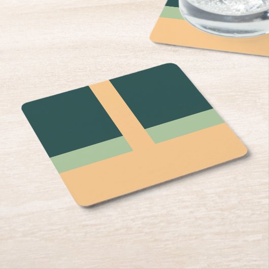 Geometrische Formen Abstrakt Art Green Apricot Far Rechteckiger Pappuntersetzer (angewinkelt)