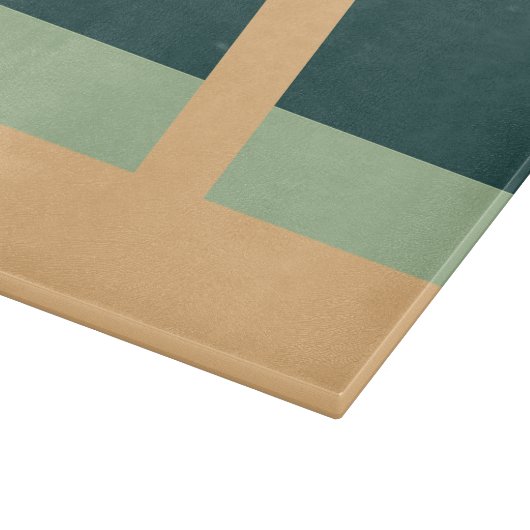 Geometrische Formen Abstrakt Art Green Apricot Far Schneidebrett (Ecke)