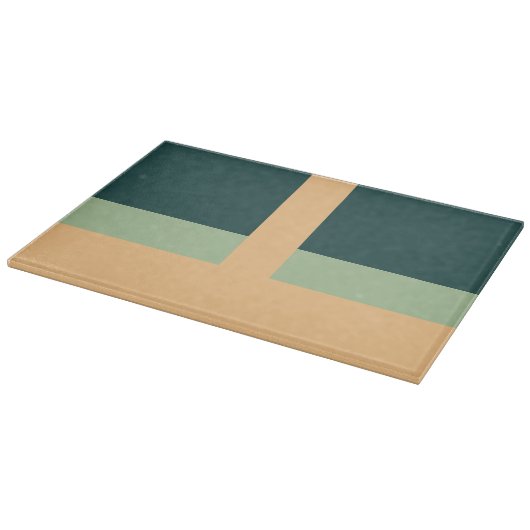 Geometrische Formen Abstrakt Art Green Apricot Far Schneidebrett (Ecke)