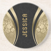 geometrische Formen aus Schwarz und Gold, monogram Getränkeuntersetzer (Vorne)