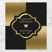 Geometrische Formen aus Schwarz und Gold Weinetikett (Einzelnes Label)