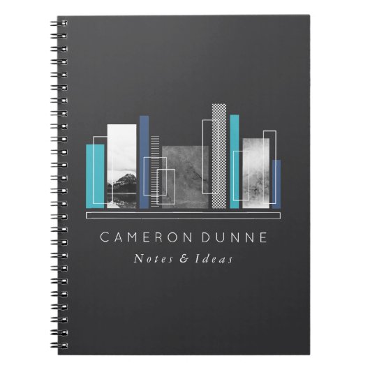 Geometrische Formen Blau & Grau Notizblock (Vorderseite)