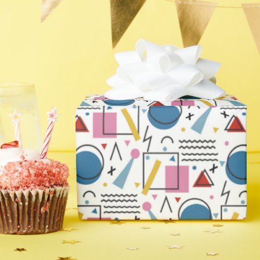 Geometrische Formen der 90er Jahre Geschenkpapier (Geburtstagsparty)