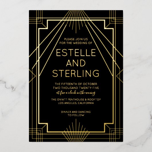 Geometrische Formen der Hochzeit von Fotos Folieneinladung (Vorderseite)