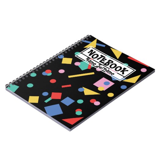 Geometrische Formen der Retro 80er-Pop-Kunst Notizblock (Linke Seite)