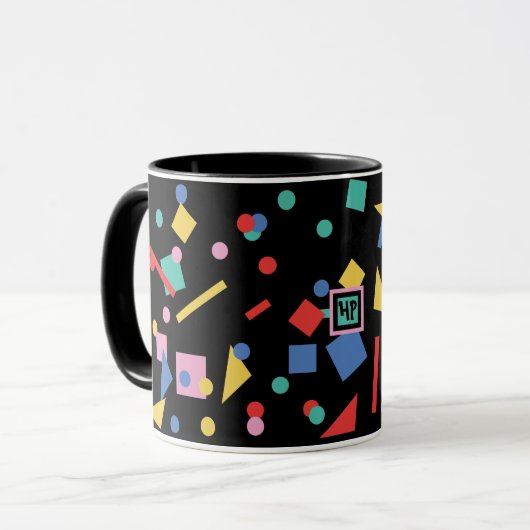 Geometrische Formen der Retro 80er-Pop-Kunst Tasse (Vorderseite Links)
