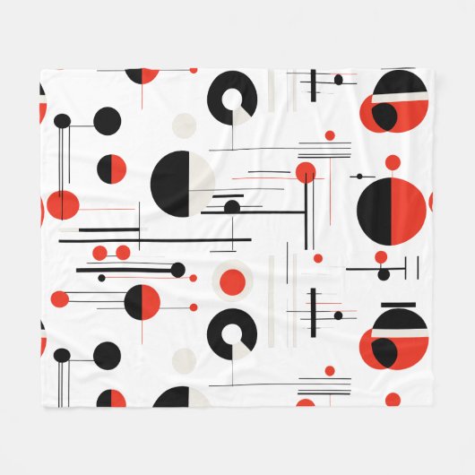 geometrische Formen des Bauhauses in schwarz rot a Fleecedecke (Vorderseite (Horizontal))
