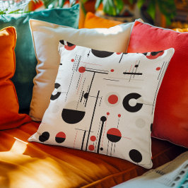 geometrische Formen des Bauhauses in schwarz rot a Kissen