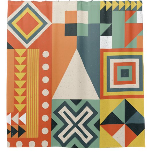 Geometrische Formen, flacher einfacher Hintergrund Duschvorhang (Vorderseite)