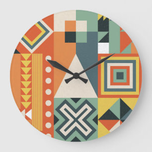Geometrische Formen, flacher einfacher Hintergrund Große Wanduhr