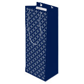 Geometrische Formen für Navy Blau und Silver Geschenktüte Für Weinflaschen (Rückseite Schrägansicht)