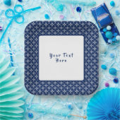 Geometrische Formen für Navy Blau und Silver Pappteller (Party)