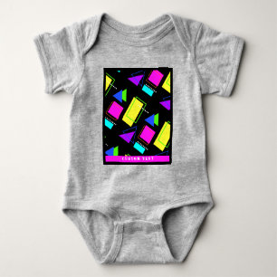 GEOMETRISCHE FORMEN GEMUSTERT NEON RETRO 80'S FASH BABY STRAMPLER