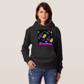 GEOMETRISCHE FORMEN GEMUSTERT NEON RETRO 80'S FASH HOODIE (Vorne ganz)