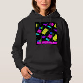 GEOMETRISCHE FORMEN GEMUSTERT NEON RETRO 80'S FASH HOODIE (Vorderseite)