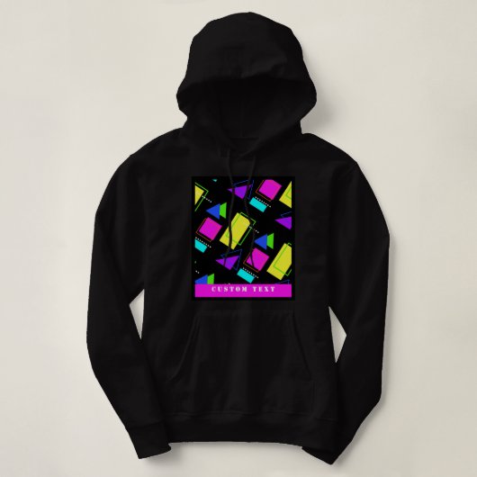 GEOMETRISCHE FORMEN GEMUSTERT NEON RETRO 80'S FASH HOODIE (Design vorne)