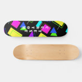 GEOMETRISCHE FORMEN GEMUSTERT NEON RETRO 80'S FASH SKATEBOARD (Horizontal)