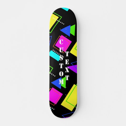 GEOMETRISCHE FORMEN GEMUSTERT NEON RETRO 80'S FASH SKATEBOARD (Vorne)