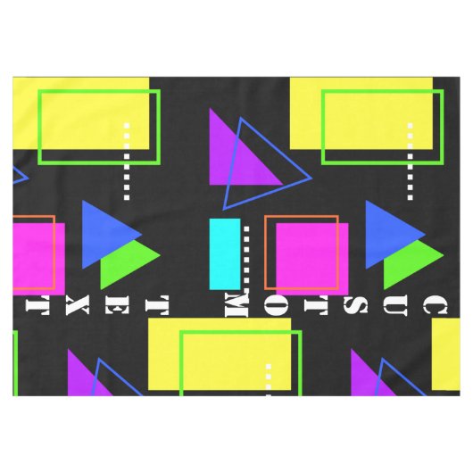 GEOMETRISCHE FORMEN GEMUSTERT NEON RETRO 80'S FASH TISCHDECKE (Vorderseite (Horizontal))