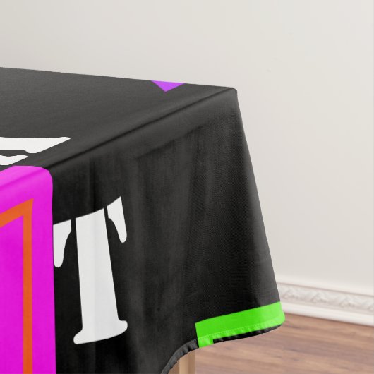 GEOMETRISCHE FORMEN GEMUSTERT NEON RETRO 80'S FASH TISCHDECKE (Beispiel)