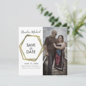 Geometrische Formen Gold Save the Date Karte (Stehend Vorderseite)