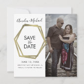 Geometrische Formen Gold Save the Date Karte (Vorderseite)
