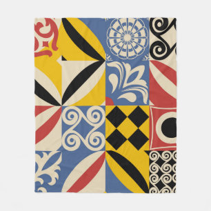 geometrische Formen im Retro: Azulejos-Fliesen. Fleecedecke