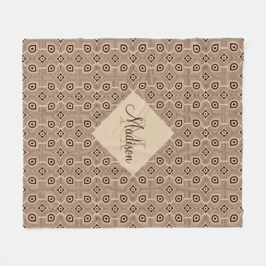 geometrische Formen in Beige und Braun Fleecedecke (Vorderseite (Horizontal))
