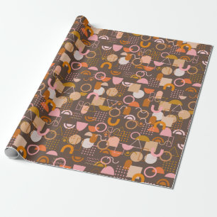 Geometrische Formen in braun rosa und orange Geschenkpapier