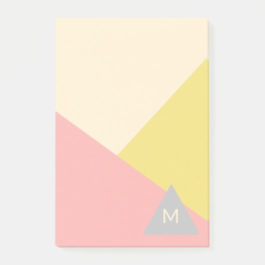Geometrische Formen in Pastellfarben mit Monogramm Post-it Klebezettel (Vorderseite)