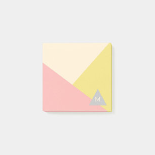 Geometrische Formen in Pastellfarben mit Monogramm Post-it Klebezettel