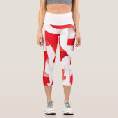 🔴 Geometrische Formen in rot und weiß⚪ Capri Leggings (Vorderseite)
