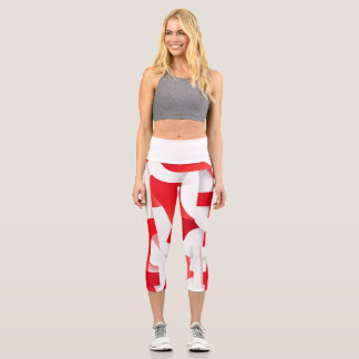 🔴 Geometrische Formen in rot und weiß⚪ Capri Leggings