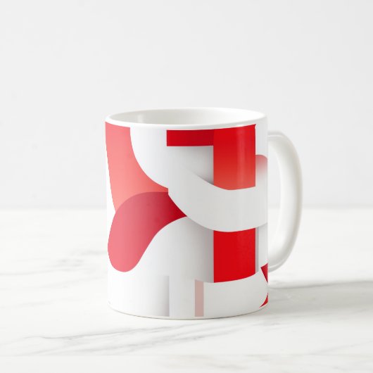 🔴 Geometrische Formen in rot und weiß⚪ Kaffeetasse (VorderseiteRechts)