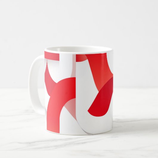 🔴 Geometrische Formen in rot und weiß⚪ Kaffeetasse (Vorderseite Links)