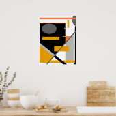 Geometrische Formen in Schwarz, Grau und Orange au Poster (Küche)