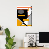 Geometrische Formen in Schwarz, Grau und Orange au Poster (Heimbüro)