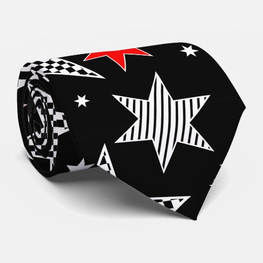 Geometrische Formen in Schwarz und Rot Krawatte (Gerollt)