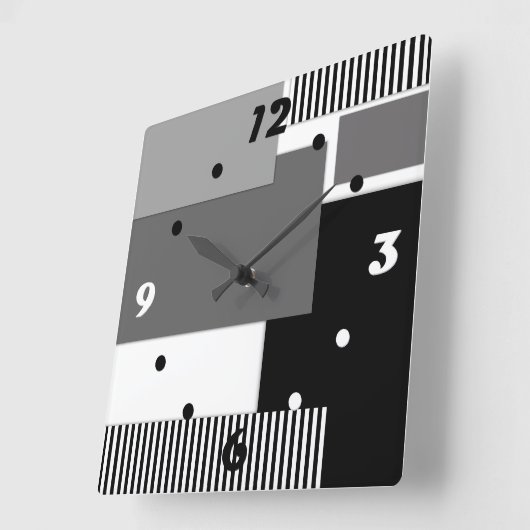 geometrische Formen in Schwarz und Weiß Quadratische Wanduhr (Winkel)