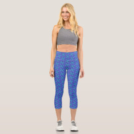 Geometrische Formen in Türkis und Blau Capri Leggings
