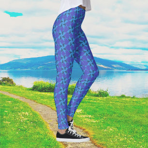 Geometrische Formen in Türkis und Blau Leggings