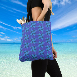 Geometrische Formen in Türkis und Blau Tasche