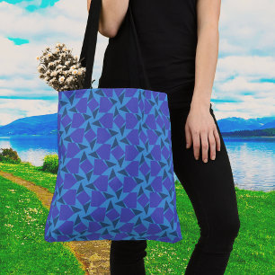 Geometrische Formen in Türkis- und Blauer Tote-Beu Tasche