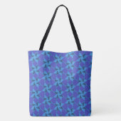 Geometrische Formen in Türkis- und Blauer Tote-Beu Tasche (Rückseite)
