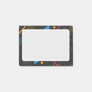 Geometrische Formen, Linien, Punkte in lebhaften F Post-it Klebezettel