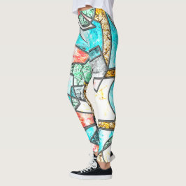 Geometrische Formen mit bizarren weißlichen Textur Leggings