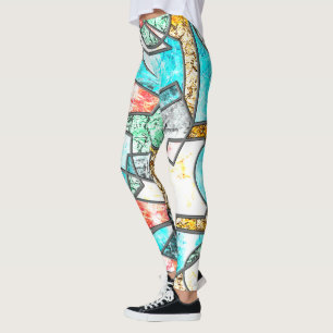 Geometrische Formen mit bizarren weißlichen Textur Leggings