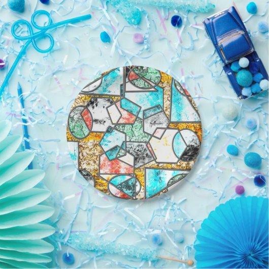 Geometrische Formen mit bizarren weißlichen Textur Pappteller (Party)