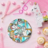 Geometrische Formen mit bizarren weißlichen Textur Pappteller (Party)